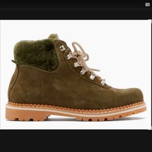 La Montelliana 1965 Sequoia Boots winter Suede and Sheepskin Green, Sz 38 7-7.5